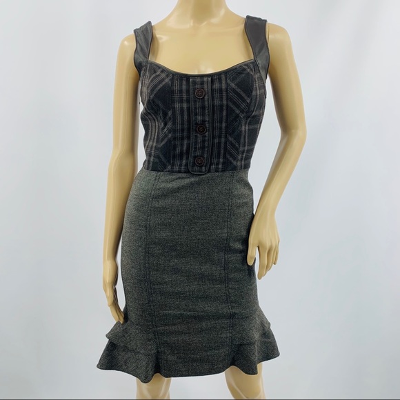 bebe Dresses & Skirts - bebe Brown Wool Dress With Ruffle Edges